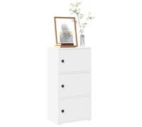 Ordellia Bibliothèque Blanc en Bois d'ingénierie 40 x 24 x 77 cm, Meuble de Rangement à 3 Niveaux avec Porte réversible, pour Livres, dossiers, CD, DVD, Salon Bureau Chambre