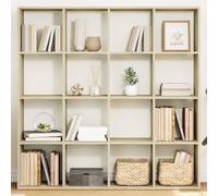 Ordellia Bibliothèque en chêne Sonoma - 137,5 x 29 x 137,5 cm - En bois avec 16 compartiments - Organiseur cube polyvalent pour livres, articles de décoration et comme séparateur de pièce