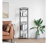 Ordellia Bibliothèque grise Sonoma 40 x 30 x 155 cm, étagère autoportante, multi-étages, en matériau dérivé du bois, avec cadre en acier noir, organiseur cube durable, pour salon, bureau