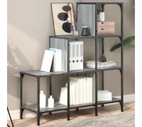 Ordellia Bibliothèque grise Sonoma 92 x 30 x 102 cm, matériau en bois et métal, en forme d'escalier avec compartiments ouverts, organisateur de rangement cube stable, pour rangement de closet et