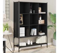 Ordellia Bibliothèque noire 102 x 30 x 141,5 cm, en bois et acier, avec 9 compartiments, séparateur de pièce polyvalent pour livres, décoration et magazines, idéale pour le salon et le bureau