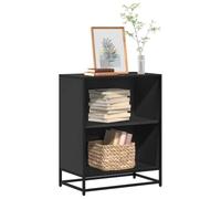 Ordellia Bibliothèque noire, 60 x 35 x 76 cm, en bois avec cadre en métal, 2 compartiments, style industriel, organisateur cube polyvalent pour salon et bureau