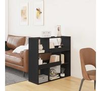 Ordellia Bibliothèque séparateur de pièce, aspect chêne, noire, 100 x 33 x 94,5 cm, étagère sur pied ouverte avec 4 niveaux, pour salon, bureau et bureau