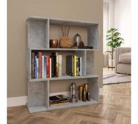 Ordellia Bibliothèque séparateur de pièce, gris béton, 80 x 24 x 96 cm, en matériau dérivé du bois, organisateur cube polyvalent, avec 9 compartiments pour livres, dossiers et décoration, idéale comme