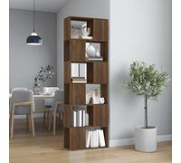 Ordellia Bibliothèque séparateur de pièce, marron, aspect chêne, 60 x 24 x 186 cm, avec 6 compartiments, organisateur de rangement cube polyvalent pour salon, chambre à coucher, bureau