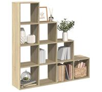 Ordellia Bibliothèque séparatrice de pièce chêne Sonoma 4 Niveaux 10 Compartiments cubiques, Bois d ingénierie, 131,5 x 29 x 131,5 cm, rayonnage au Sol ou Mural, Rangement