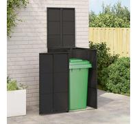 Ordellia Boîte à poubelles noire en polyéthylène, 65 x 80 x 115 cm, résistante aux intempéries, avec cadre en acier et fermeture à chaîne, pour terrasse, balcon, cour, extérieur, ordre et rangement