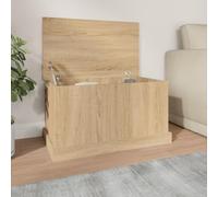 Ordellia Boîte de rangement en chêne Sonoma - 70 x 40 x 38 cm - Avec couvercle et charnière - Espace de rangement pour salon, chambre à coucher, couloir, utilisable comme banc ou étagère