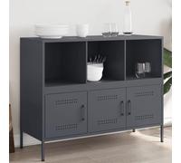 Ordellia Buffet anthracite 100,5 x 39 x 79 cm en acier - Design industriel moderne avec 6 compartiments - Pieds réglables pour salon, chambre à coucher et cuisine