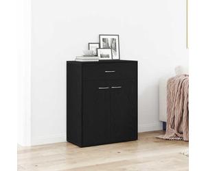 Ordellia Buffet, aspect chêne, noir, 60 x 30 x 75 cm, en matériau dérivé du bois, armoire de rangement moderne, avec portes et tiroir, armoire de cuisine pour salon
