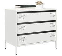 Ordellia Buffet Blanc 68x39x58,5 cm en Acier laminé à Froid, 3 tiroirs, Rangement tiroir Commode bahut, pour Salon Chambre Couloir Bureau, stabilité et