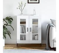Ordellia Buffet blanc brillant, 69,5 x 34 x 90 cm, armoire spacieuse en bois avec pieds en fer, espace de rangement polyvalent pour salon, cuisine et bureau