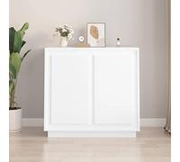 Ordellia Buffet Blanc en Bois d’ingénierie 80 x 34 x 75 cm, bahut avec 4 Compartiments, Portes, Usage Salon Salle à Manger, Rangement organisé et Affichage décoratif