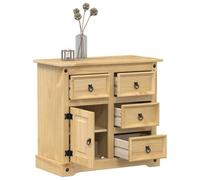 Ordellia Buffet Corona 80 x 40 x 75 cm, pin massif, finition cire de miel, espace de rangement spacieux pour cuisine, salon et couloir, armoire d'appoint pratique