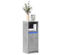 Ordellia Buffet Gris béton avec éclairage LED RVB 38 x 34 x 100 cm en Bois d ingénierie, Rangement et vitrine pour Salon Chambre, connecteur USB 5V