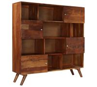 Ordellia Buffet haut en bois recyclé massif, marron, 150 x 40 x 152 cm, avec beaucoup d'espace de rangement, design vintage pour salle à manger, salon et cuisine, finition polie et laquée