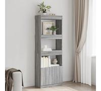 Ordellia Buffet haut moderne, 63 x 33 x 180 cm, en bois Sonoma gris, avec portes, espace de rangement polyvalent pour salon, chambre à coucher, bureau, étagère stable