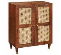 Ordellia Buffet Marron en Bois de manguier Massif 60 x 33 x 75 cm, 2 Compartiments, Meuble Rangement pour Salle à Manger Salon entrée, Commode Moderne