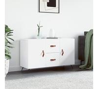 Ordellia Buffet moderne, blanc, 100 x 36 x 60 cm, en bois avec pieds en métal, espace de rangement polyvalent pour salon, cuisine et bureau