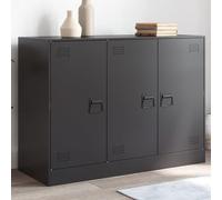 Ordellia Buffet noir 99 x 39 x 73 cm, armoire en acier robuste avec 6 compartiments, espace de rangement pratique pour salon, cuisine et bureau, design facile d'entretien
