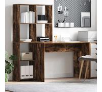 Ordellia Bureau avec étagère en chêne fumé - 138,5 x 55 x 143 cm - Bureau d'ordinateur avec espace de rangement - Table de travail pour bureau et chambre d'enfant