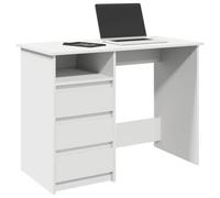Ordellia Bureau Blanc 102x50x75 cm en Bois d'ingénierie avec Espace de Rangement Grand Volume idéal pour étude télétravail et Gaming Adaptable à Chambre Salon ou Bureau