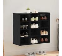 Ordellia Cabinet à Chaussures en Bois d'ingénierie avec 12 étagères Support modulable en chêne Noir pour Couloir entrée et Dressing Dimensions 77,5 x 30 x 67 cm
