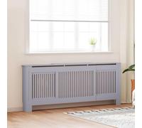 Ordellia Cache-Radiateur 2 pcs Gris 205 x 20,5 x 81,5 cm en MDF réglable pour Chauffage intérieur avec étagère, Design à Lattes Verticales, adapté Maison Hiver, pièce, Support de radiateur