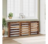 Ordellia Cache-radiateur aspect bois vieilli 205 x 21,5 x 83,5 cm avec lattes horizontales, support mural pour salon, étagère décorative et accessoires de radiateur