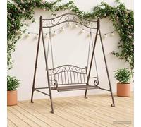 Ordellia Cadre de balançoire en acier marron vieilli - 113 x 121,5 x 168 cm - Structure robuste pour jardin, balcon et terrasse - Accessoire résistant aux intempéries pour balancelle et banc à bascule