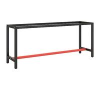 Ordellia Cadre de Banc de Travail en métal Robuste Noir Mat et Rouge 190x50x79 cm avec Support renforcé, Pieds réglables, Design Industriel pour Atelier, Bricolage et Usage Professionnel