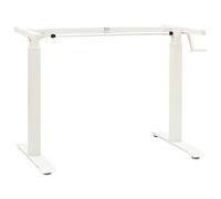 Ordellia Cadre de bureau réglable manuellement en hauteur avec manivelle, système de table blanc en acier au carbone, 102 à 160 cm de large, 71 à 113 cm de hauteur, pour poste de travail de bureau et