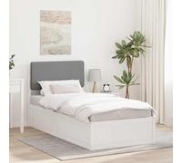 Ordellia Cadre de lit avec tête de lit capitonnée, gris clair, 75 x 190 cm, en pin massif, robuste, déhoussable, pour chambre à coucher, design moderne