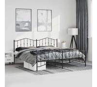 Ordellia Cadre de lit avec tête et pied de lit, en métal noir, 193 x 203 cm, cadre en acier robuste, espace de rangement supplémentaire, soutien dorsal haut pour meubles de chambre à coucher