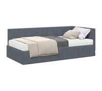 Ordellia Cadre de lit d'angle en Velours Gris avec Matelas 2 pcs, Cadre en contreplaqué Durable, Dimensions 204x104x72 cm, Matelas Ferme Moyen 100x200 cm, mobilier Chambre Confortable et élégant