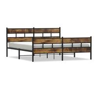 Ordellia Cadre de lit en métal chêne fumé 183x213 cm avec Lattes Solides et Pieds centraux pour Chambre, Espace Rangement sous lit, tête et Pied de lit Fonctionnels