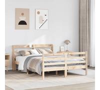Ordellia Cadre de lit en pin massif - 135 x 190 cm - Moderne - Avec têtes de lit et étagères - Meuble de chambre à coucher robuste - Cadre en bois sans matelas - Autonome