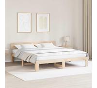 Ordellia Cadre de lit en pin naturel 200 x 200 cm, cadre de lit en bois massif avec tête de lit, lit plate-forme stable pour chambre à coucher, meuble durable