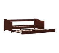 Ordellia Cadre de lit Extensible en Bois de pin Marron foncé 90x200 cm avec lit inférieur escamotable à roulettes Meuble Multifonction pour Chambre à Coucher