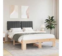 Ordellia Cadre de lit gris foncé, 140 x 200 cm, en pin massif, rembourré, moderne, avec tête de lit, lit plate-forme durable pour chambre à coucher, pas de sommier tapissier nécessaire