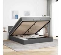 Ordellia Cadre de lit Ottoman avec Matelas Gris foncé 180x200 cm Tissu Polyester avec Rangement, sommier à Ressorts ensachés, surmatelas Confortable, mobilier Chambre, Plateforme Solide, lit 1 Place
