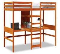 Ordellia Cadre de lit superposé en Bois de pin Massif 90x190 cm avec sommier à Lattes, Bureaux et étagères intégrés pour Chambre, Meuble Pratique et Durable
