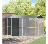 Ordellia Cage à oiseaux en acier galvanisé anthracite 430 x 310 x 247 cm pour jardin, balcon, protection, ouverture, grille, bac collecteur, accessoires pour perruches, perroquets, canaris