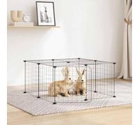 Ordellia Cage modulable pour Animaux de Compagnie en Acier Enduit de Poudre 12 Panneaux avec Porte Noire 35x35 cm idéal pour rongeurs Lapins Hamsters et Chinchillas intérieur extérieur