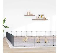 Ordellia Cage modulable pour rongeurs et Petits Animaux en Acier Enduit de Poudre Noir avec 60 Panneaux 35x35 cm Porte Pratique Espace sécurisé intérieur extérieur adaptée à Lapins Hamsters