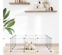 Ordellia Cage pour Animaux de Compagnie modulable en Acier avec Porte, 12 Panneaux Noirs, 105 x 105 x 35 cm adaptée pour Lapins, Hamsters, rongeurs, furets, intérieur ou extérieur