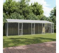 Ordellia Cage pour Chien avec Toit en Acier argenté 800 x 200 x 256 cm, Robuste, résistante aux Conditions extérieures, avec Porte verrouillable, Murs en Treillis pour Ventilation