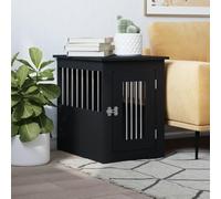 Ordellia Cage pour chien - Style meuble - Noir - 45 x 62 x 59 cm - En bois et acier - Porte verrouillable - Table d'appoint pour salon, niche pour chien, lieu de retraite, utilisation en intérieur