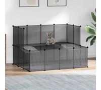 Ordellia Cage pour Petits Animaux Noir 143x107x93 cm en PP et Acier, enclos modulable pour Lapins Hamsters Chinchillas, Refuge intérieur extérieur, Facile à Assembler, Espace sécurisé