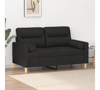 Ordellia Canapé 2 Places Noir 120cm Tissu Structure Métal + 2 Coussins Décoratifs Design Moderne pour Salon Résistant et Confortable